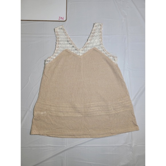 Womens Doe & Rae sleeveless‎ blouse tan & white, size small - Picture 5 of 5